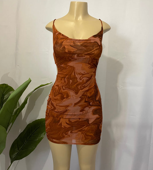 Shayla Mini Dress (Brown)